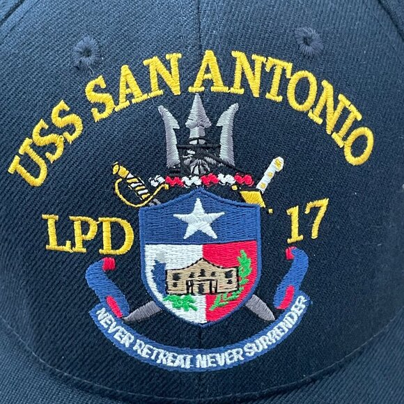 The Corps Hat USS San Antonio LPD 17 Navy Blue Gold Embroidered Cap - Picture 4 of 14